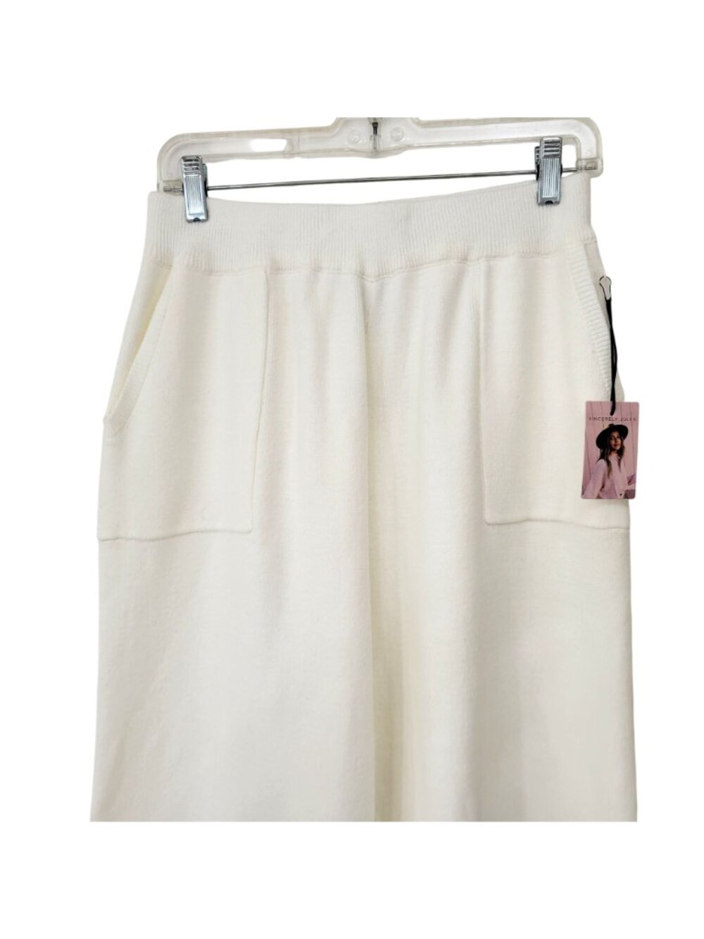 Sincerely Jules Women's White Knit Lounge Pants XL With Pockets Elastic Waist Co - Picture 3 of 6